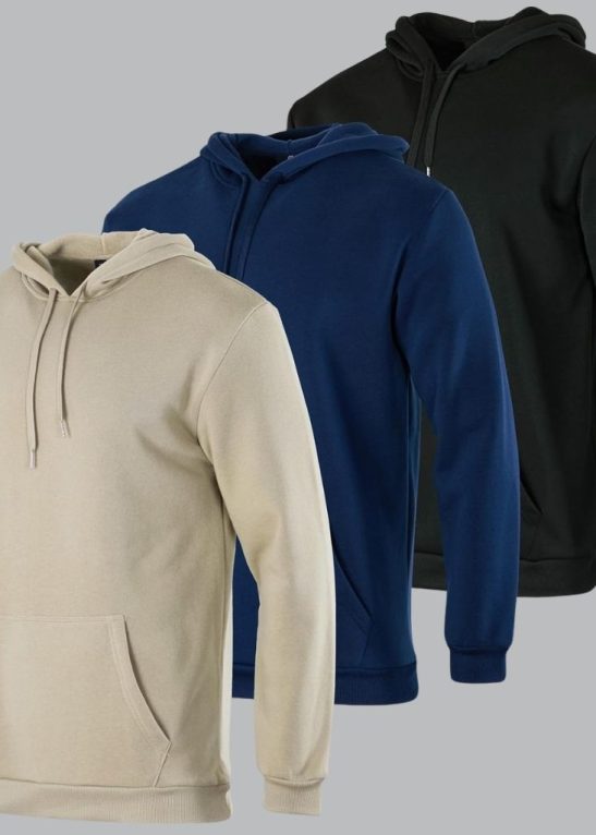 Pack Of 3 Long Sleeve Hooded Sweatshirt With Pockets