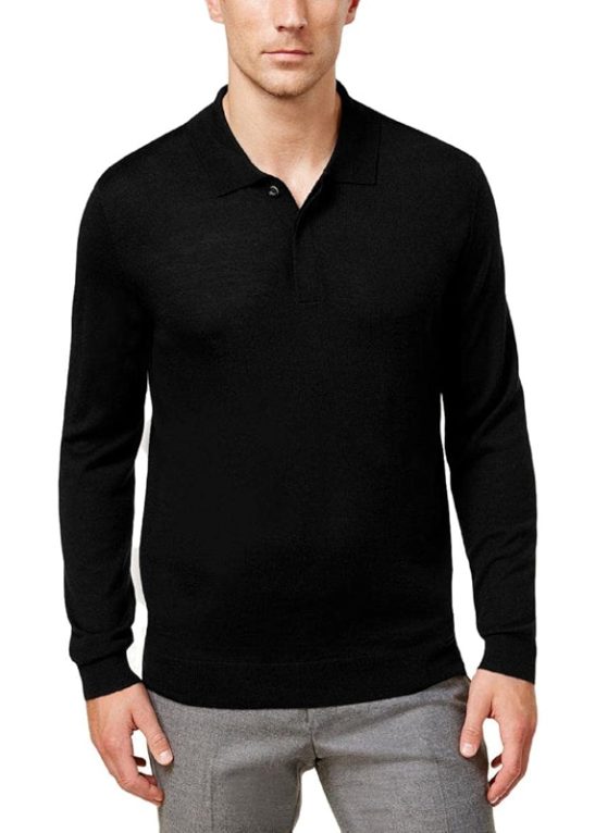 Wool Blend Polo Pullover Sweater