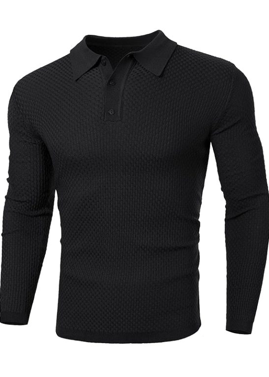 Long Sleeve Tight Fit Polo Sweater