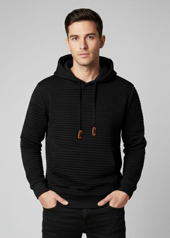 Long Sleeve Pullover Patchwork Plaid Jacquard Hoodie