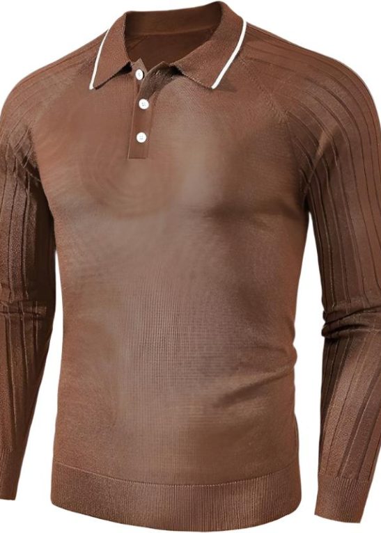 Casual Raglan Sleeves Knit Polo Sweater